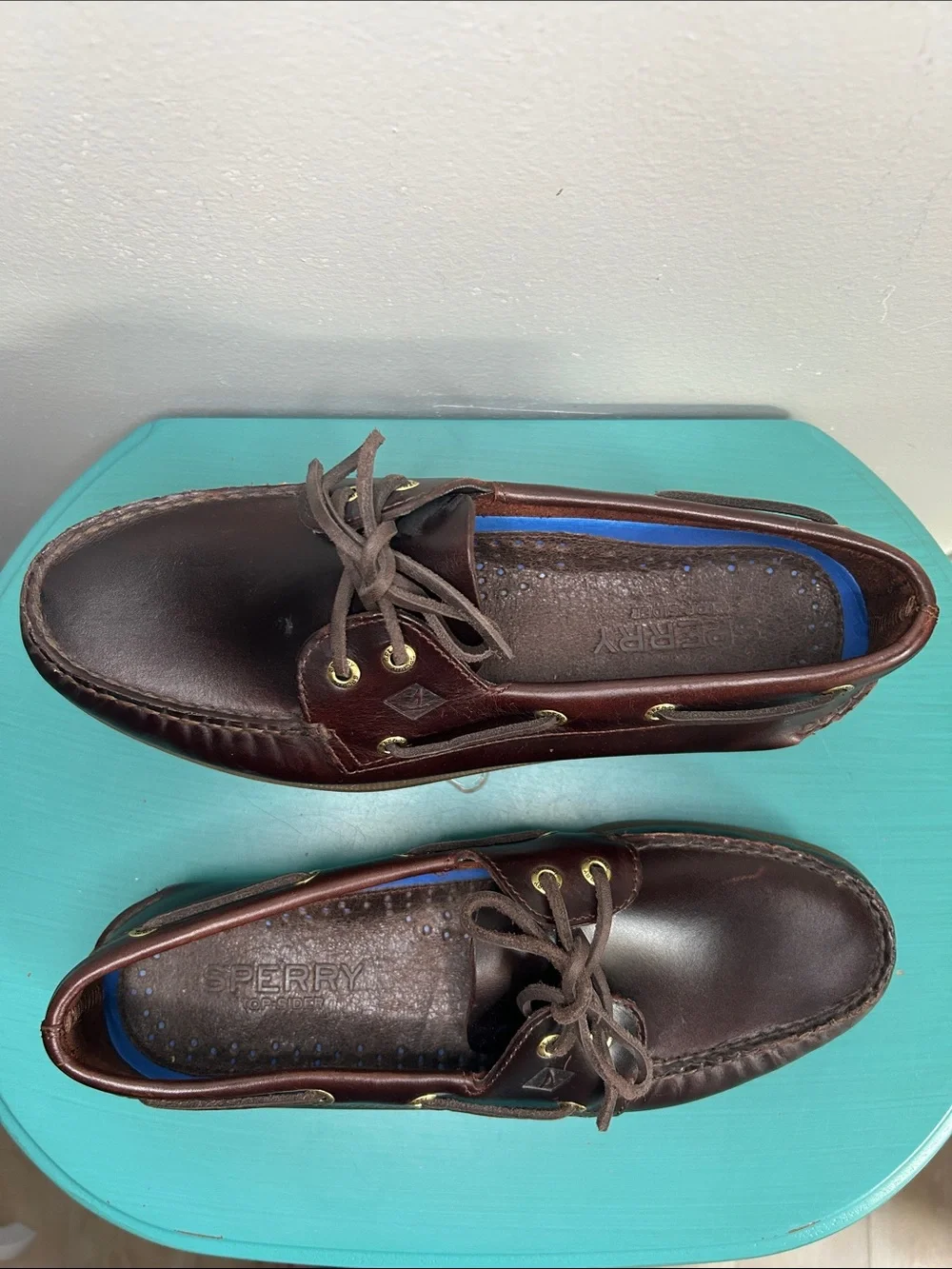 Sperry Top Siders Men’s Dark Brown Amaretto Leather Moc Toe Boat Shoes